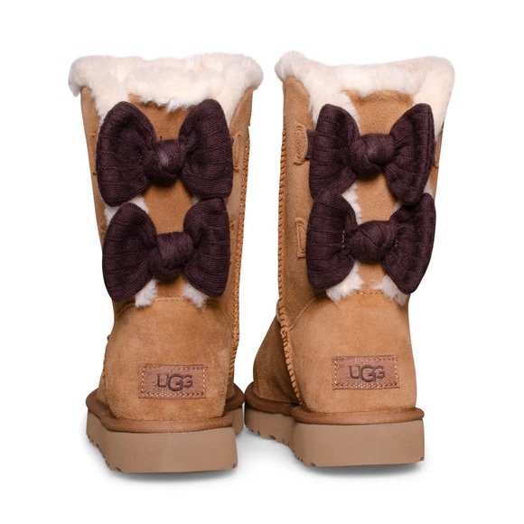 Ugg Bailey Ribbed Bow Boots - Kids size 5 - Picture 6 of 6